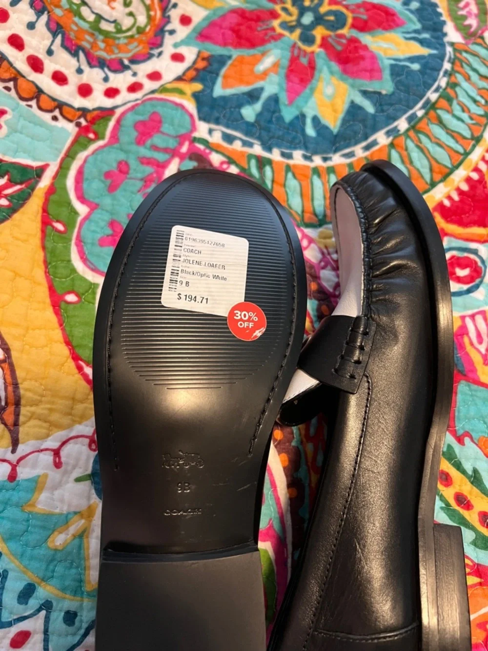 Coach Women's Two-Tone Black & White Leather Loafers - Picture 3 of 7